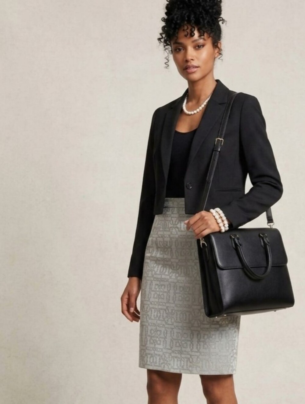 Ann Taylor LOFT Light Silver Gray Jacquard Skirt